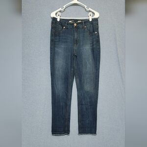 Seven7 Dark Blue Weekend Slim Fit Jeans. Distressed Hem. Size 10